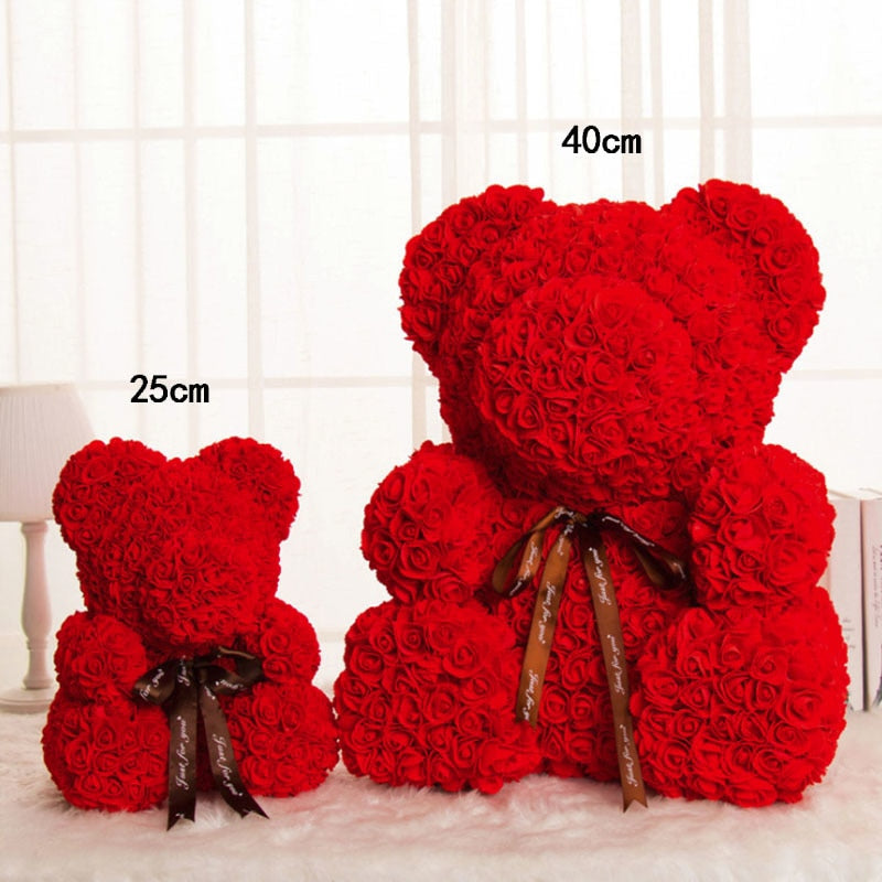 Rose Flower Teddy Bear with Free Gift box