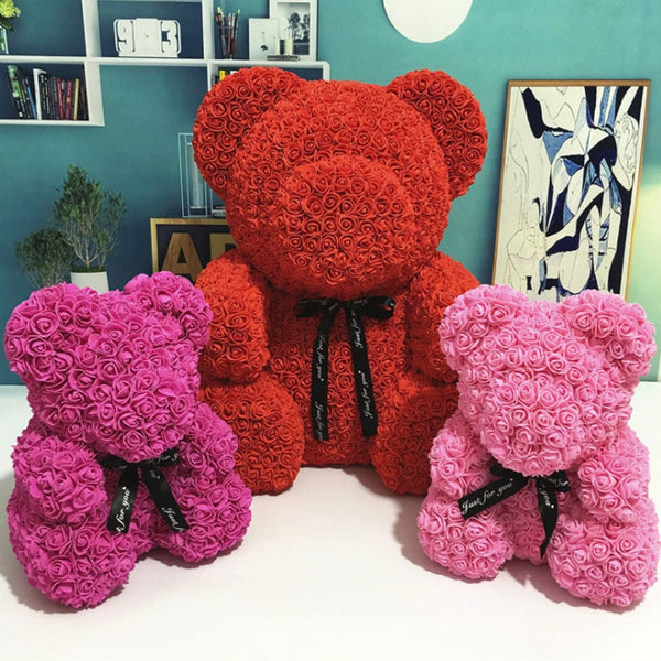 Rose Flower Teddy Bear with Free Gift box