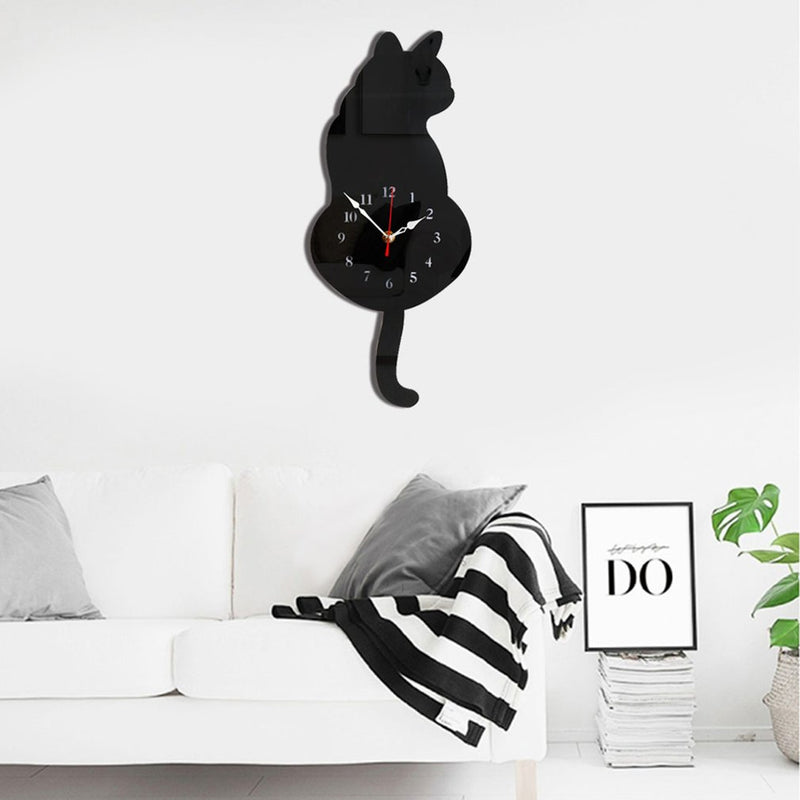 WAGGING TAIL CAT WALL CLOCK